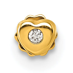 14K Polished CZ Heart 16 Gauge Labret Stud