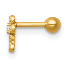 14k 18 Gauge Polished CZ Cross Labret Stud