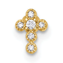 14k 18 Gauge Polished CZ Cross Labret Stud