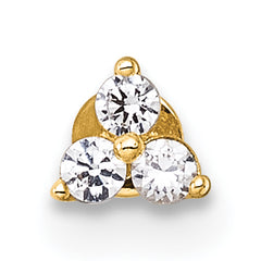 14k 18 Gauge Polished Triple Round CZ Labret Stud