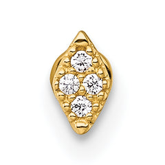 14k 18 Gauge Polished and Textured CZ Navette Labret Stud