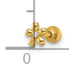 14k 18 Gauge Polished CZ Flower Labret Stud