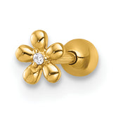 14k 18 Gauge Polished CZ Flower Labret Stud