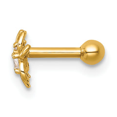 14k 16 Gauge Polished CZ Spider Labret Stud