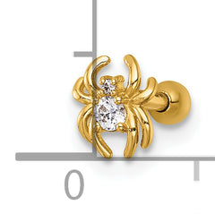 14k 16 Gauge Polished CZ Spider Labret Stud