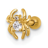 14k 16 Gauge Polished CZ Spider Labret Stud