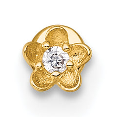 14k 18 Gauge Polished and Satin CZ Flower Labret Stud