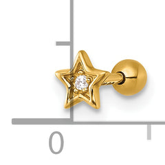 14k 18 Gauge Polished CZ Star Labret Stud