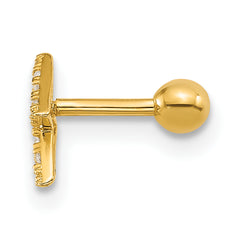 14k 18 Gauge Polished CZ Lightning Bolt Labret Stud