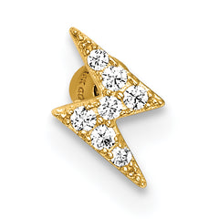 14k 18 Gauge Polished CZ Lightning Bolt Labret Stud