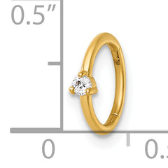 14k 18 Gauge Polished CZ 8.0mm Hinged Cartilage Ring