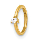 14k 18 Gauge Polished CZ 8.0mm Hinged Cartilage Ring