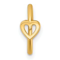 14k 16 Gauge Polished Open Heart 10.0mm Hinged Cartilage Ring