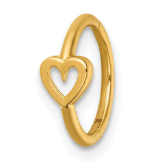14k 16 Gauge Polished Open Heart 10.0mm Hinged Cartilage Ring