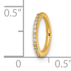 14k 16 Gauge Polished CZ 9.0mm Hinged Cartilage Ring