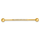 14k 16 Gauge Polished CZ Industrial Bar