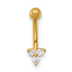 14k 16 Gauge Polished Triple CZ Eyebrow Ring