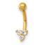 14k 16 Gauge Polished Triple CZ Eyebrow Ring