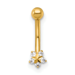 14k 16 Gauge Polished and Diamond-cut CZ Flower Eyebrow Ring