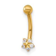 14k 16 Gauge Polished and Diamond-cut CZ Flower Eyebrow Ring
