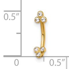 14k 16 Gauge Polished CZ Eyebrow Ring