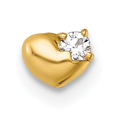 14k 18 Gauge Polished CZ Heart Labret Stud