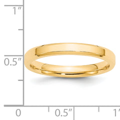 14k Yellow Gold 3mm Beveled Edge Comfort Fit Wedding Band Size 14