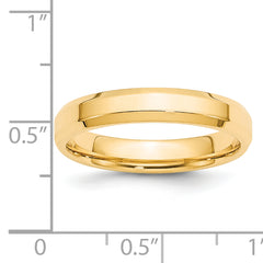 14k Yellow Gold 4mm Beveled Edge Comfort Fit Wedding Band Size 14