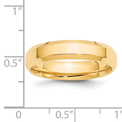 14k Yellow Gold 5mm Beveled Edge Comfort Fit Wedding Band Size 14