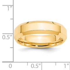14k Yellow Gold 6mm Beveled Edge Comfort Fit Wedding Band Size 14