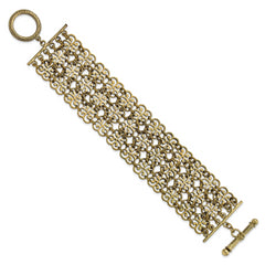 1928 Jewelry Gold-tone Filigree Fancy Link 7.5 inch Toggle Bracelet