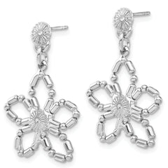 1928 Silver-tone Flower Post Dangle Earrings
