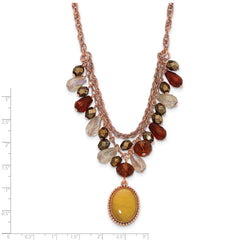 1928 Jewelry Copper-tone Multicolor Faceted Acrylic Beads and Mother of Pearl Pendant 16 inch Necklace with 3 inch extension