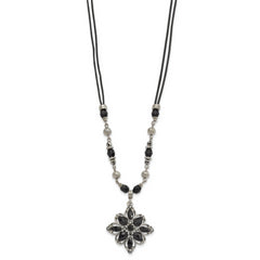 1928 Jewelry Silver-tone Link Clear Black and Hematite Crystal Faceted Beads Acrylic Stone Accented with 3 inch extension Necklace