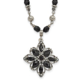 1928 Jewelry Silver-tone Link Clear Black and Hematite Crystal Faceted Beads Acrylic Stone Accented with 3 inch extension Necklace
