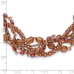 1928 Jewelry Copper-tone Five Strand Multicolor Faceted Acrylic Beads Adjustable 16 inch Twisted Necklace with 3 inch extension