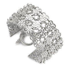 1928 Jewelry Silver-tone Fancy Floral Link 8 inch Toggle Bracelet