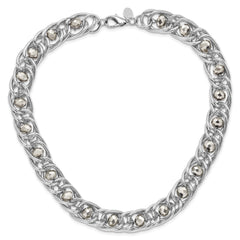 1928 Silver-tone Glass Beaded Fancy Link Necklace