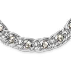 1928 Silver-tone Glass Beaded Fancy Link Necklace