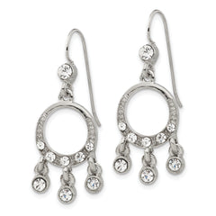 1928 Silver-tone Crystal Chandelier Dangle Earrings