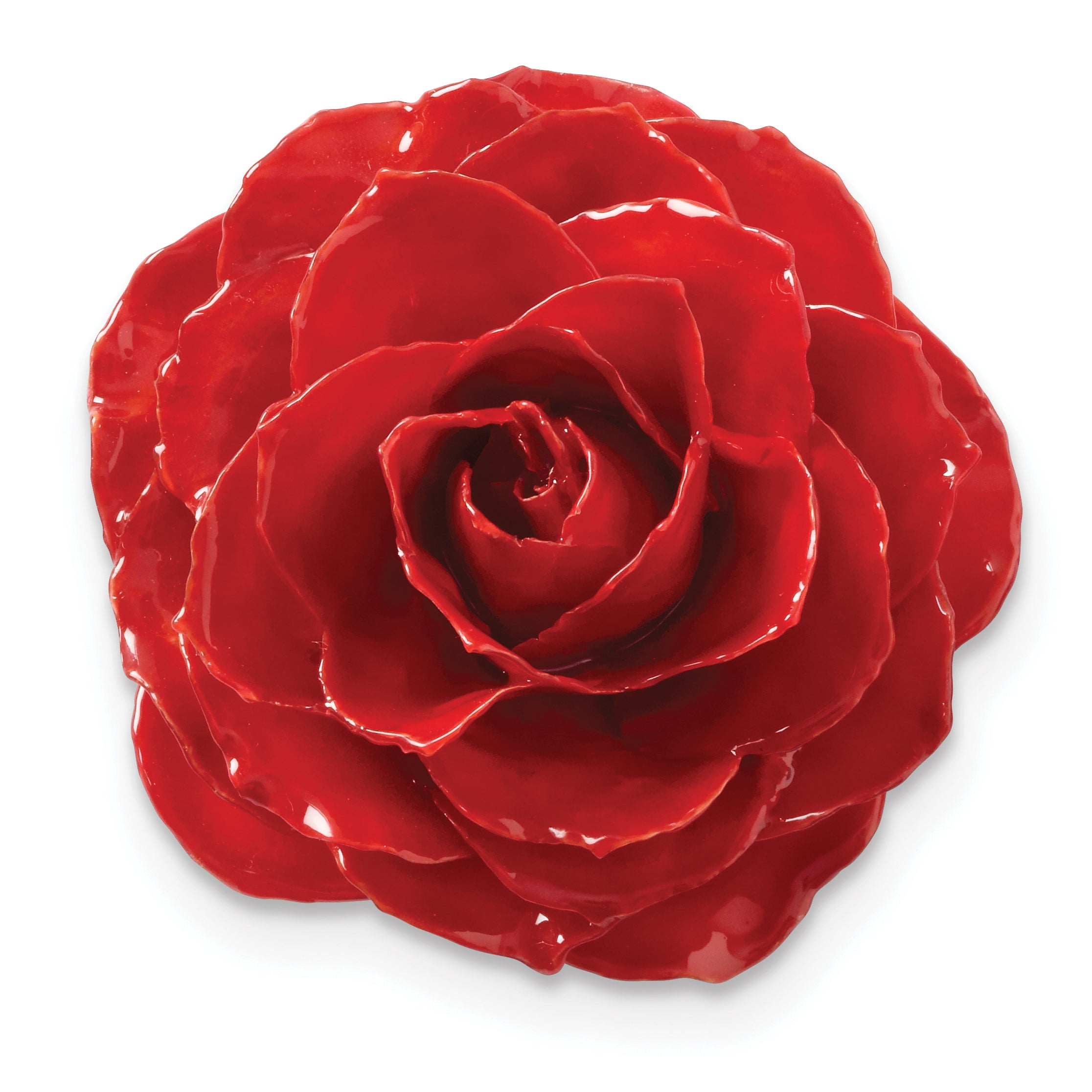 Lacquer Dipped Large Red Real Rose Pin Brooch