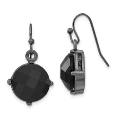 1928 Jewelry Black-plated Black Epoxy Faceted Stones Dangle Earrings