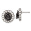 1928 Silver-tone Black Enamel Flowers & Crystal Post Earrings