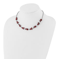 1928 Jewelry Silver-tone Red Epoxy Faceted Stone 16 inch Necklace with 3 inch extension