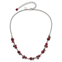 1928 Jewelry Silver-tone Red Epoxy Faceted Stone 16 inch Necklace with 3 inch extension