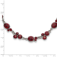 1928 Jewelry Silver-tone Red Epoxy Faceted Stone 16 inch Necklace with 3 inch extension