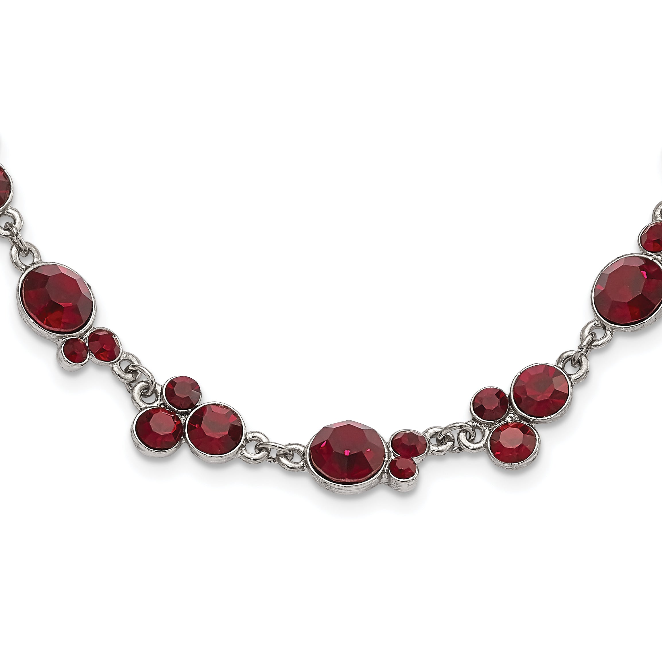 1928 Jewelry Silver-tone Red Epoxy Faceted Stone 16 inch Necklace with 3 inch extension