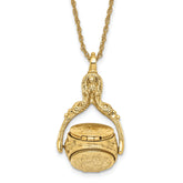 1928 Jewelry Gold-tone Three Sided Spinning Floral Pattern Oval 13mm Lockets 30 inch Necklace Holds 6 Photos