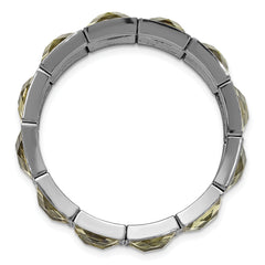 1928 Jewelry Black-plated Frame Grey Epoxy Faceted Stones Stretch Bracelet