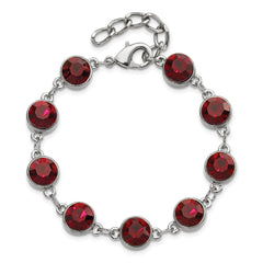 1928 Jewelry Silver-tone Red Epoxy Faceted Stone Adjustable 7.25 inch Bracelet with 1.25 inch extension
